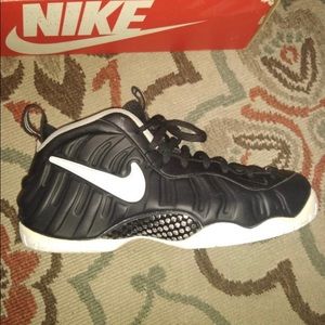 White and black Nike foamposite Dr. Doom edition